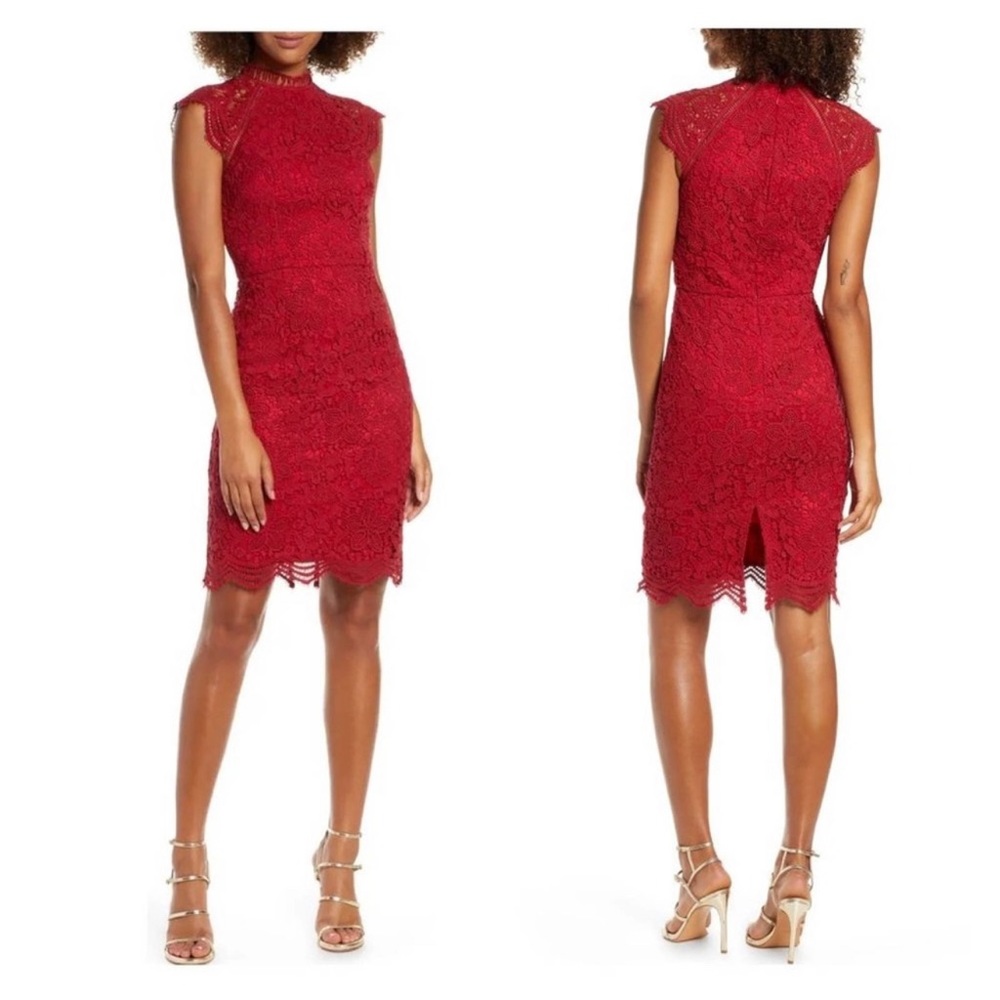 Chi Chi London Paulina Red Lace Dress